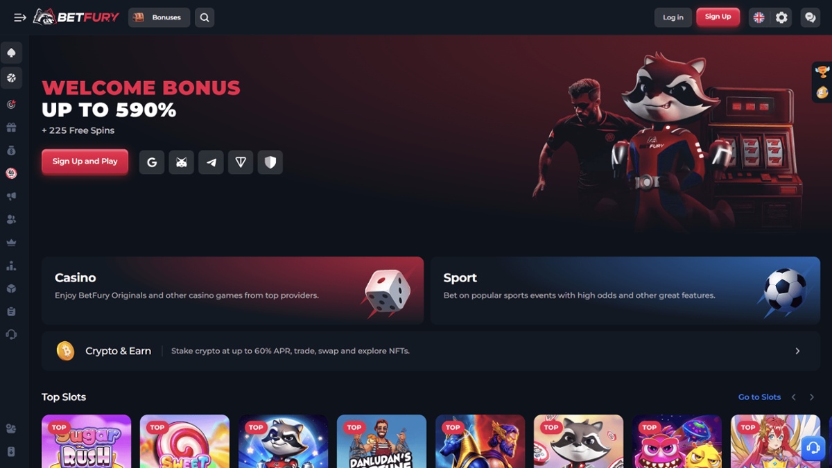 BetFury Casino Homepage